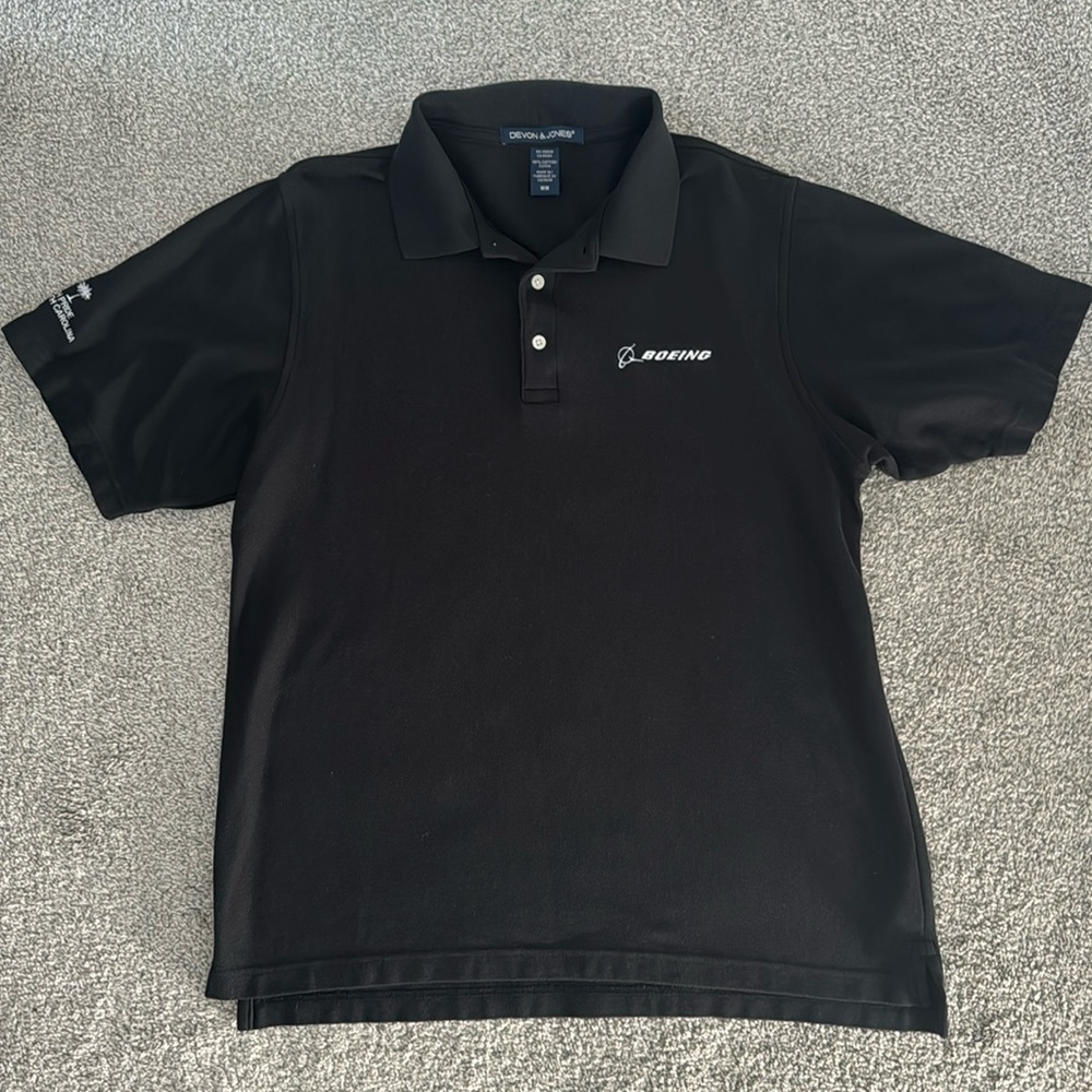 Boeing South Carolina Black Cotton Polo with buttons